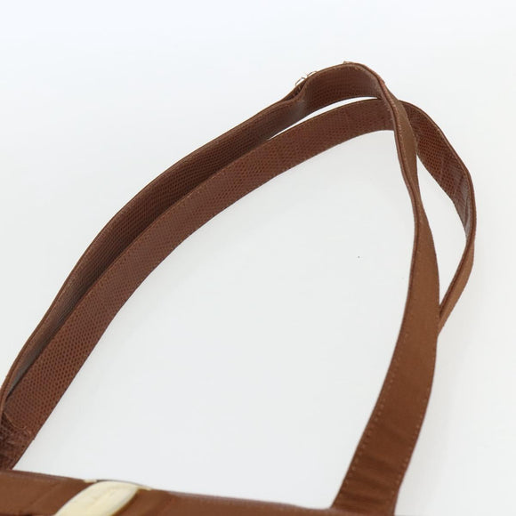 Salvatore Ferragamo Vala Tote Bag Leather Brown Gold Auth 162150