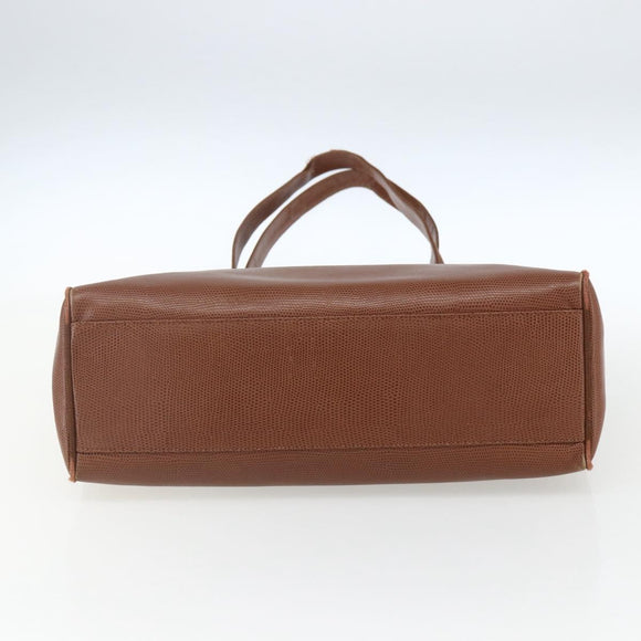 Salvatore Ferragamo Vala Tote Bag Leather Brown Gold Auth 162150