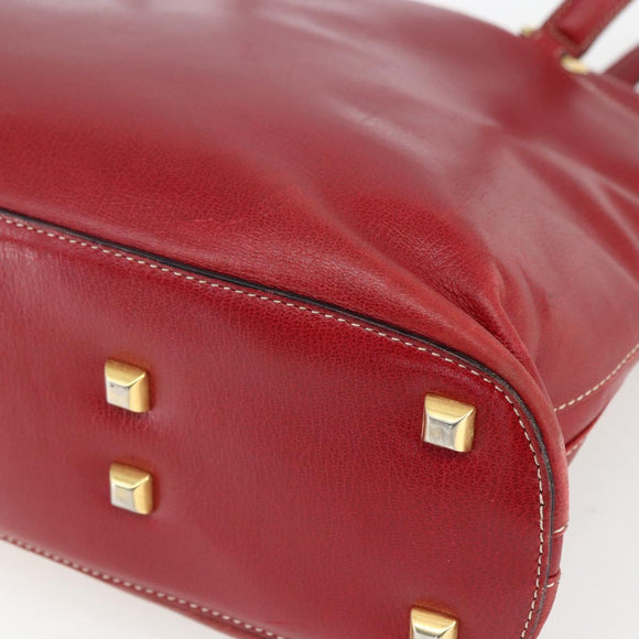 Salvatore Ferragamo Shoulder Bag Leather Red Gold Auth 162152