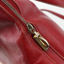 Salvatore Ferragamo Shoulder Bag Leather Red Gold Auth 162152-17