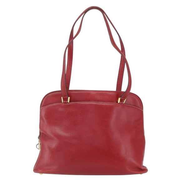 Salvatore Ferragamo Shoulder Bag Leather Red Gold Auth 162152