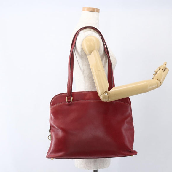 Salvatore Ferragamo Shoulder Bag Leather Red Gold Auth 162152