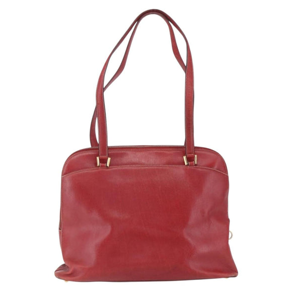 Salvatore Ferragamo Shoulder Bag Leather Red Gold Auth 162152