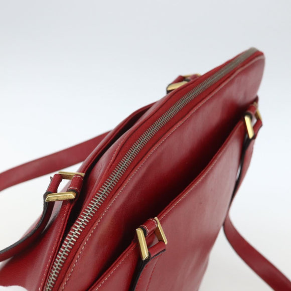 Salvatore Ferragamo Shoulder Bag Leather Red Gold Auth 162152