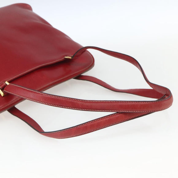Salvatore Ferragamo Shoulder Bag Leather Red Gold Auth 162152