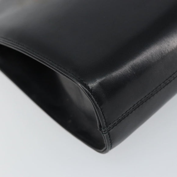 Salvatore Ferragamo Gancini Chain Shoulder Bag Leather Black Gold Auth 162153