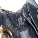 Salvatore Ferragamo Gancini Chain Shoulder Bag Leather Black Gold Auth 162153-17