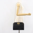 Salvatore Ferragamo Gancini Chain Shoulder Bag Leather Black Gold Auth 162153-20