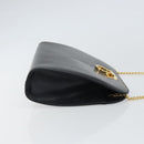 Salvatore Ferragamo Gancini Chain Shoulder Bag Leather Black Gold Auth 162153-4