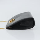 Salvatore Ferragamo Gancini Chain Shoulder Bag Leather Black Gold Auth 162153-5