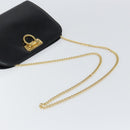 Salvatore Ferragamo Gancini Chain Shoulder Bag Leather Black Gold Auth 162153-7