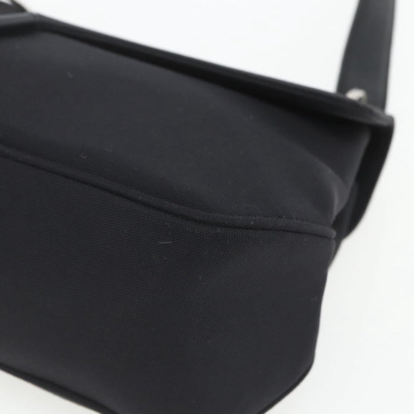 Salvatore Ferragamo Vala Shoulder Bag Nylon Black Silver Auth 162155