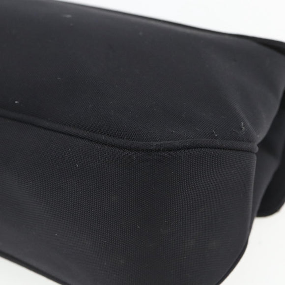 Salvatore Ferragamo Vala Shoulder Bag Nylon Black Silver Auth 162155