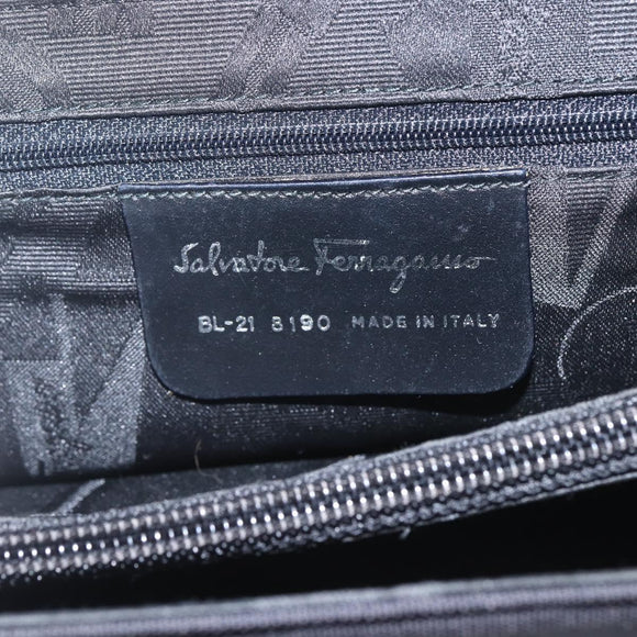 Salvatore Ferragamo Vala Shoulder Bag Nylon Black Silver Auth 162155