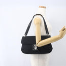 Salvatore Ferragamo Vala Shoulder Bag Nylon Black Silver Auth 162155-23