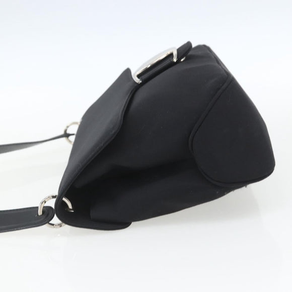 Salvatore Ferragamo Vala Shoulder Bag Nylon Black Silver Auth 162155