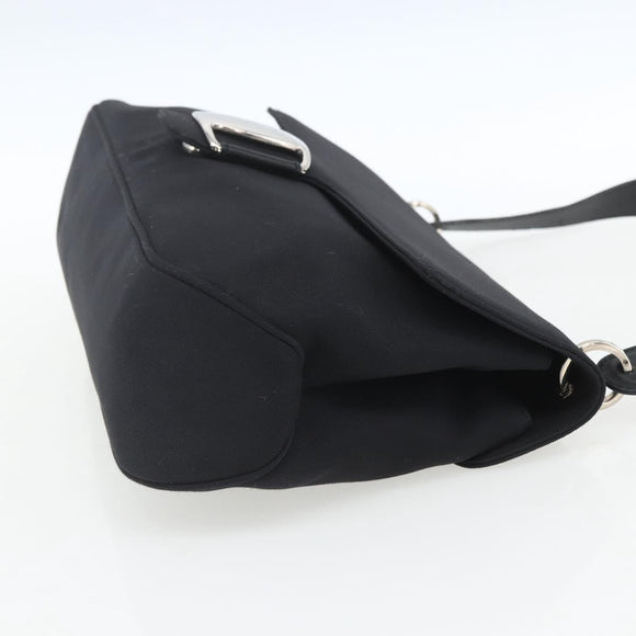 Salvatore Ferragamo Vala Shoulder Bag Nylon Black Silver Auth 162155