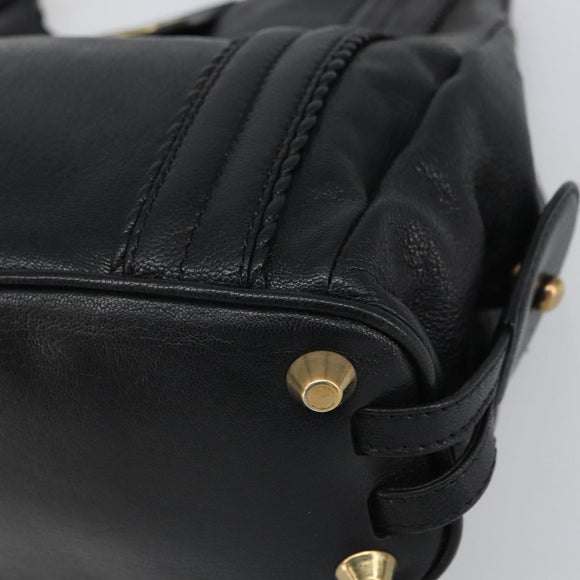 Chloe Irene Hand Bag Leather Black Gold Auth 162156