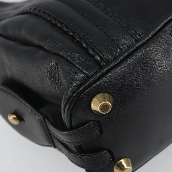 Chloe Irene Handtasche Leder Schwarz Gold Auth 162156