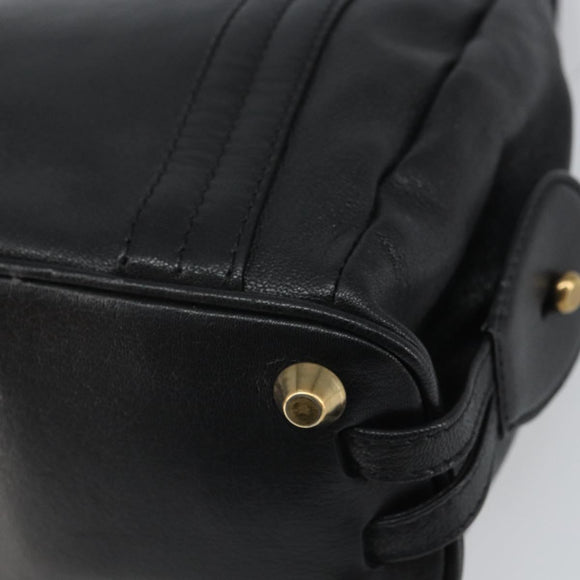 Chloe Irene Hand Bag Leather Black Gold Auth 162156
