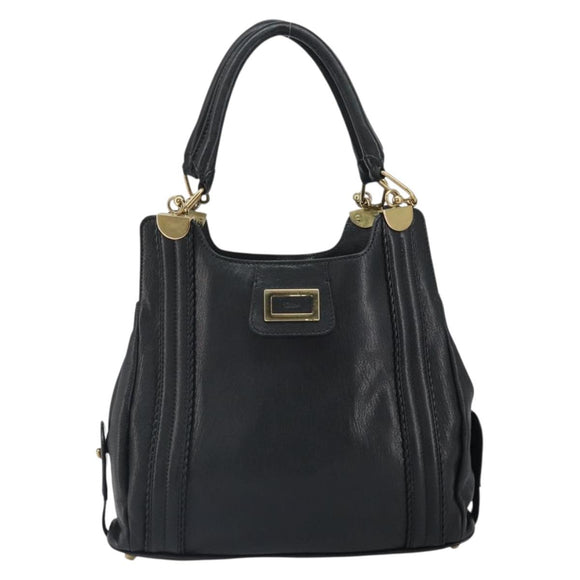Chloe Irene Handtasche Leder Schwarz Gold Auth 162156