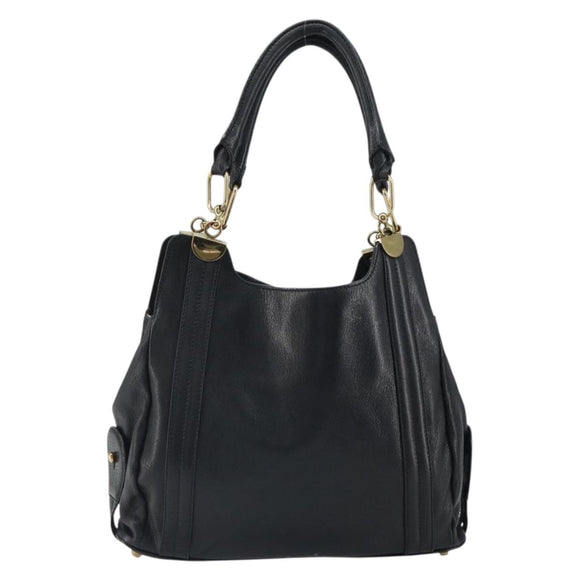 Chloe Irene Hand Bag Leather Black Gold Auth 162156