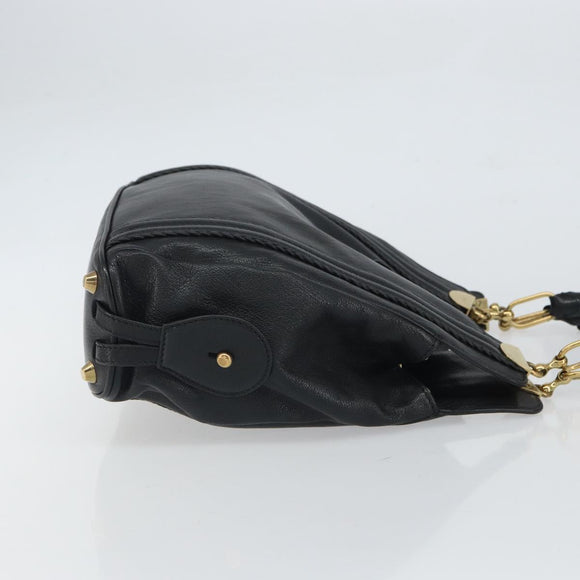 Chloe Irene Hand Bag Leather Black Gold Auth 162156