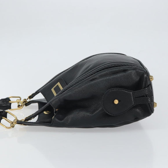 Chloe Irene Hand Bag Leather Black Gold Auth 162156