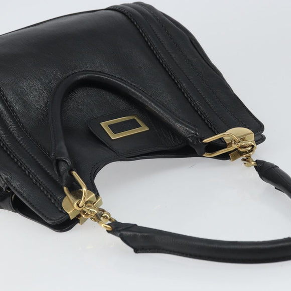 Chloe Irene Handtasche Leder Schwarz Gold Auth 162156