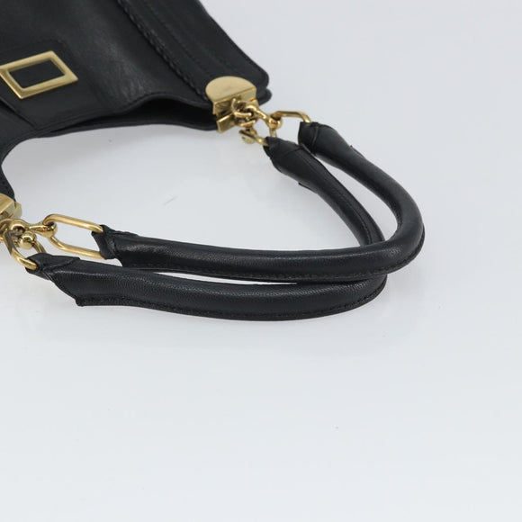 Chloe Irene Handtasche Leder Schwarz Gold Auth 162156
