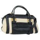 Chloe Alice Handtasche Leder 2-Wege Weiß Gold Auth 162157A-1