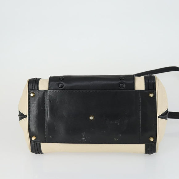 Chloe Alice Handtasche Leder 2-Wege Weiß Gold Auth 162157A