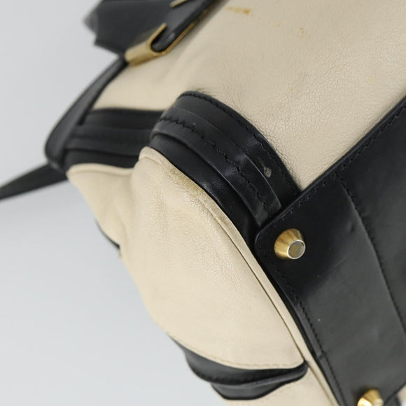 Chloe Alice Handtasche Leder 2-Wege Weiß Gold Auth 162157A