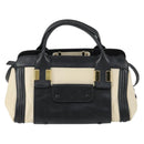 Chloe Alice Handtasche Leder 2-Wege Weiß Gold Auth 162157A-13