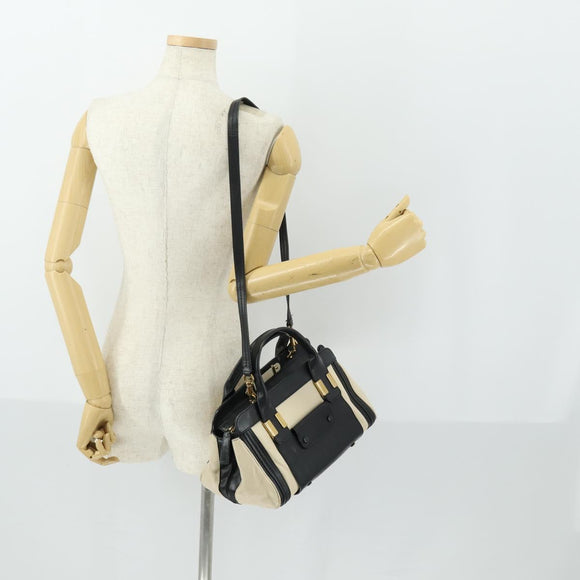 Chloe Alice Handtasche Leder 2-Wege Weiß Gold Auth 162157A