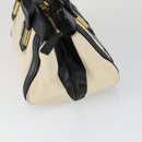 Chloe Alice Handtasche Leder 2-Wege Weiß Gold Auth 162157A-4