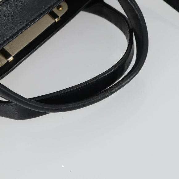 Chloe Alice Handtasche Leder 2-Wege Weiß Gold Auth 162157A