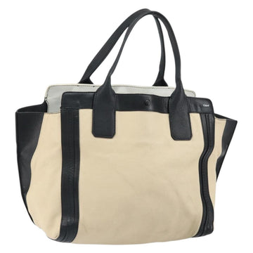 Chloe Alison Hand Bag Leather Ivory Black gold Auth 162158
