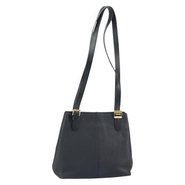 Burberrys Shoulder Bag Leather Black Gold Auth 162160