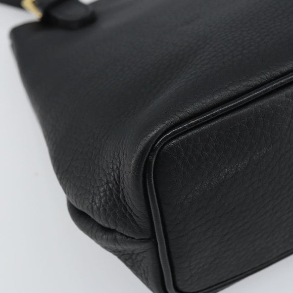 Burberrys Shoulder Bag Leather Black Gold Auth 162160