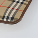 Burberrys Nova Check Clutch Bag Canvas Beige Gold Auth 162161-10