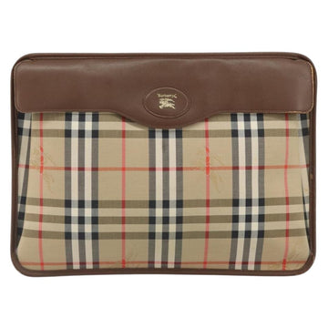 Burberrys Nova Check Clutch Bag Canvas Beige Gold Auth 162161 - 0