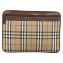 Burberrys Nova Check Clutch Bag Canvas Beige Gold Auth 162161-3