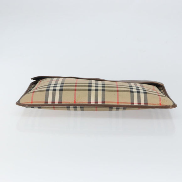 Burberrys Nova Check Clutch Bag Canvas Beige Gold Auth 162161