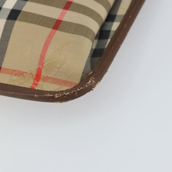 Burberrys Nova Check Clutch Bag Canvas Beige Gold Auth 162161