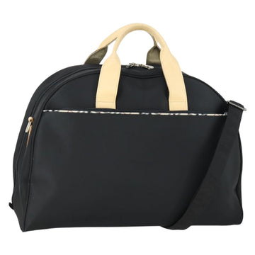 BURBERRY Boston Bag Nylon Dark Brown Silver Auth 162163