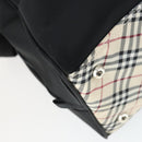 BURBERRY Boston Bag Nylon Dark Brown Silver Auth 162163-15