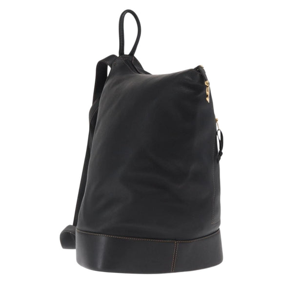 LOEWE Anton Backpack Leather Black Gold Auth 162164