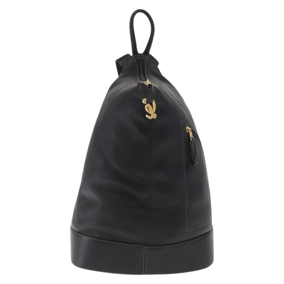 LOEWE Anton Backpack Leather Black Gold Auth 162164