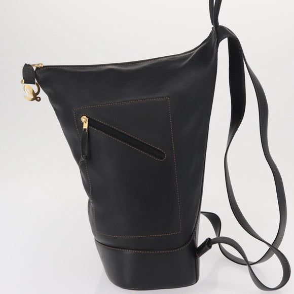 LOEWE Anton Backpack Leather Black Gold Auth 162164